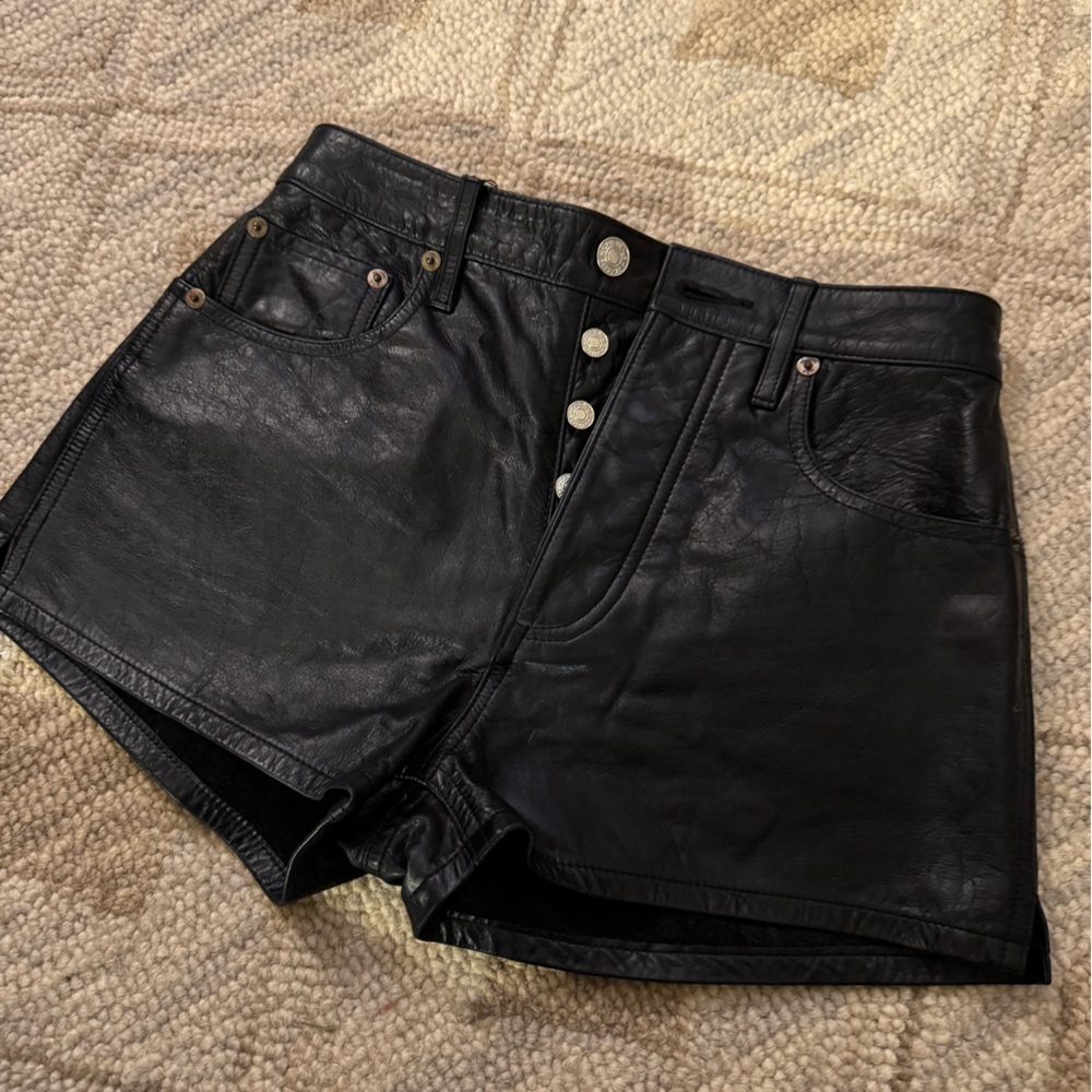 Re/done leather shorts